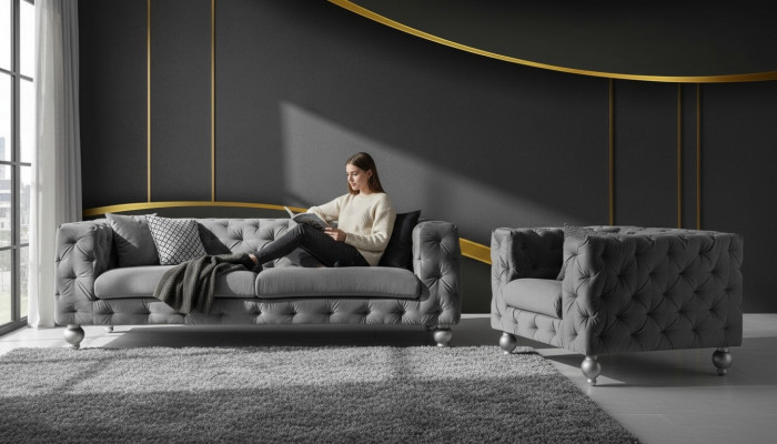 Suite complète de canapés en textile pour 32 personnes, design moderne pour salon