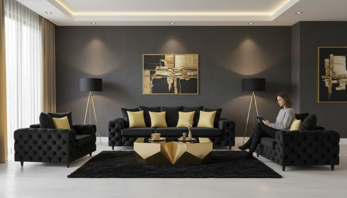 Chesterfield Design Salon Ensemble de canapé 3 places Canapé
