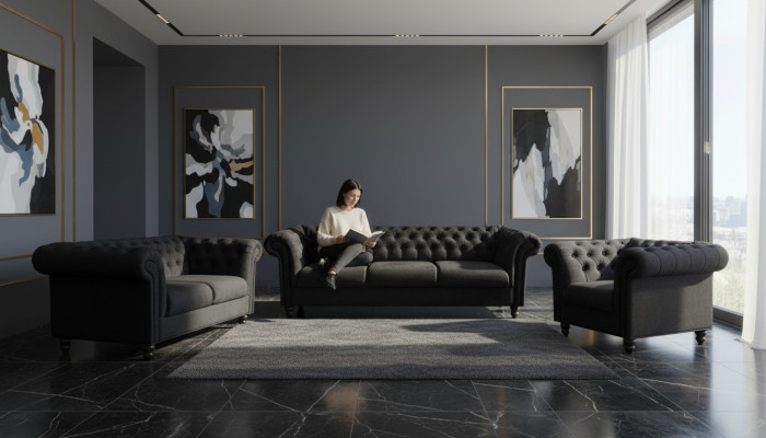 Ensemble de canapé Chesterfield Design Mobilier de salon Canapé 3-2-1 Places Canapés canapés