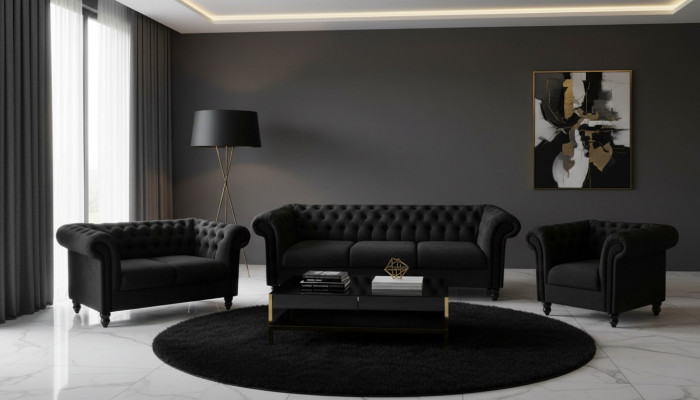 Ensemble de canapé Chesterfield Design Mobilier de salon Canapé 3-2-1 Places Canapés canapés