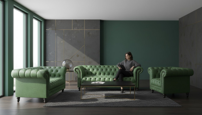 Ensemble de designers modernes 31 places Chesterfield Canapés Ensemble de salon