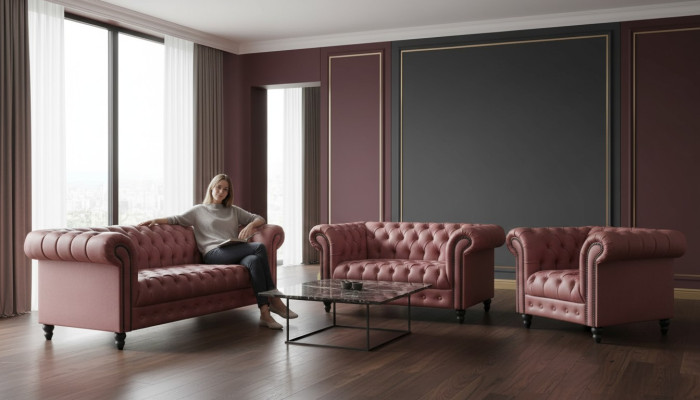 Salon Chesterfield Design Ensemble de canapés Canapé 3-2-1 Places Canapés Sofas