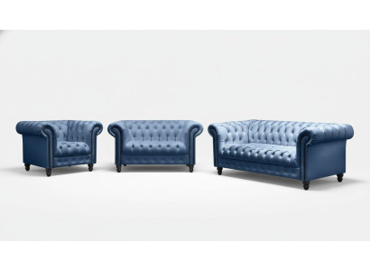 Un canapé Chesterfield trois places en tissu de luxe pour meubles.
