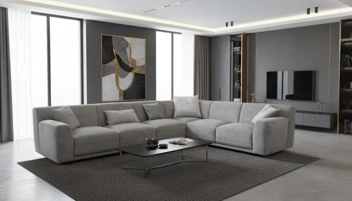 Canapé d'angle en L en tissu Textile Canapé-lit Living landscape Corner suite Canapé Canapés