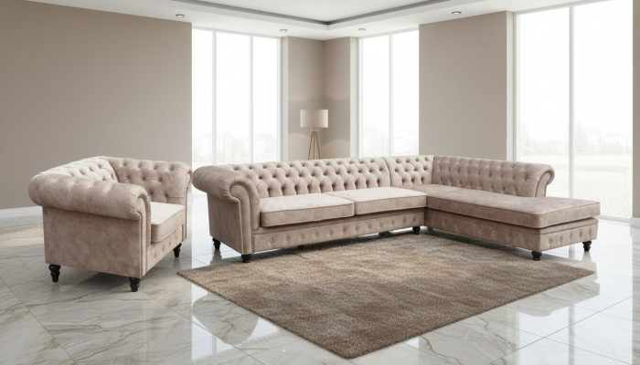 Chesterfield Mobilier de salon classique Canapé d'angle Canapé Canapé Rembourrage