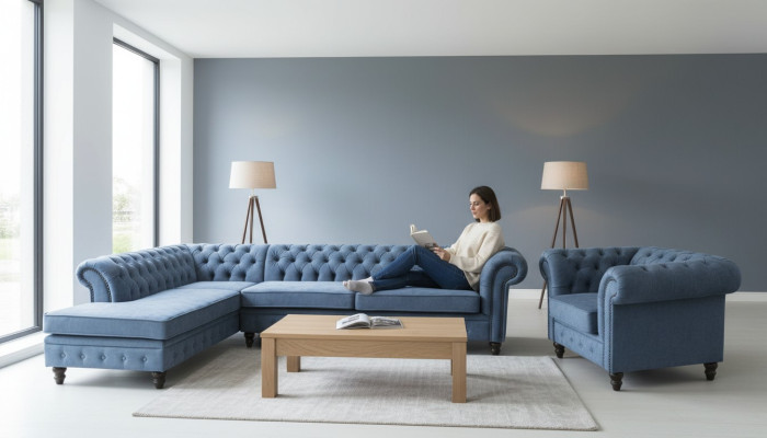 Canapé d'angle Canapé Canapé Rembourrage Design Chesterfield Meubles de luxe Suite