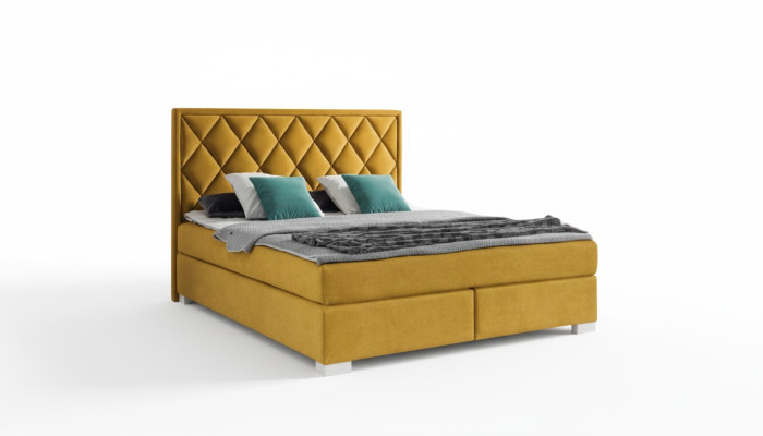 Literie Chambre à coucher Design Mobilier Moderne Lits de luxe 180x200 velours jaune nouveau