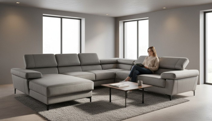 Canapé d'angle en forme de U Paysage vivant Coin rembourré Coin en textile Suite d'angle Canapés Sofas neufs
