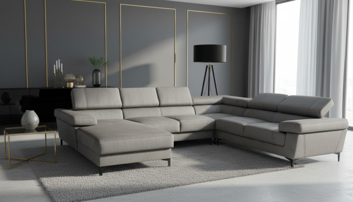 Canapé d'angle en forme de U Paysage vivant Coin rembourré Coin en textile Suite d'angle Canapés Sofas neufs