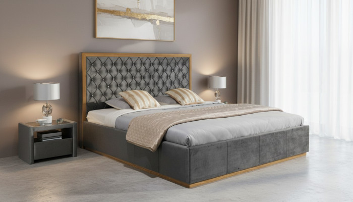 Linge de lit de luxe 2x Table de chevet 3 pièces. Ensemble de meubles de chambre Lits Cadre de lit