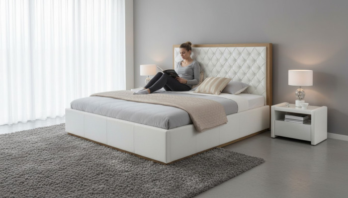 Textile de lit Conception de chambre à coucher Mobilier Moderne Lits de luxe Cadre de lit 140x200