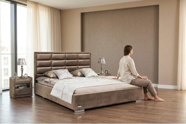 Ensemble de lit noble 3 pièces Table de chevet Meubles Matelas de luxe Cadre de lit neuf de chambre