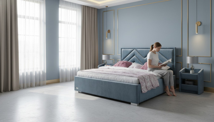 Complète Set de chambre Lit 2x Table de chevet 3 pcs. Sets Lits de luxe de designer