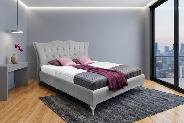 Chambre classique Lits textile Lit tissu Chesterfield 140x200 Lit double