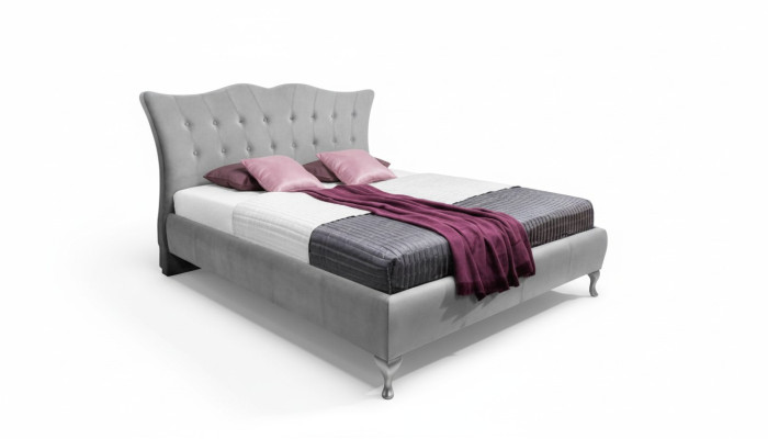 Ensemble de chambre à coucher 3 pièces avec lit textile et 2 tables de chevet, mobilier moderne de luxe, lits neufs.