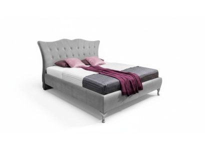 Ensemble de chambre à coucher 3 pièces avec lit textile et 2 tables de chevet, mobilier moderne de luxe, lits neufs.