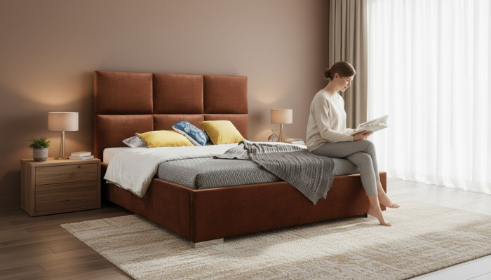 Lit de chambre moderne en tissu Chesterfield 180x200 lit double