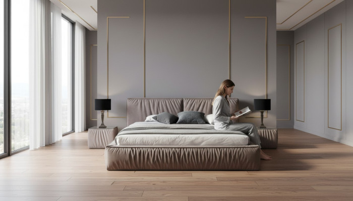Lit de designer de luxe pour la chambre Mobilier en velours Lits en tissu textile nouveau