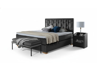 Lit double Chesterfield Chambre Velours Lits Cadre de lit Table de chevet Ensemble de 3 pièces