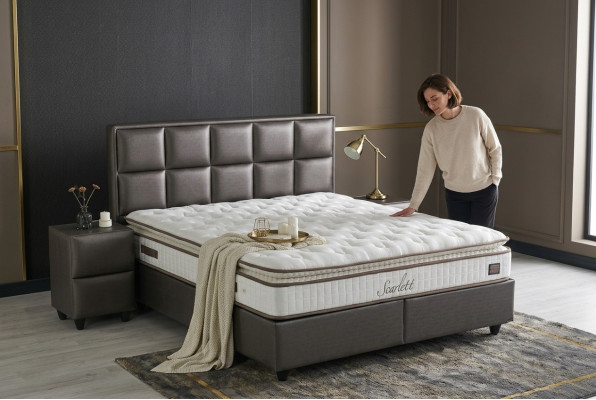 Lit en cuir 2 places Table de chevet 3 pièces Ensemble de chambre Mobilier Lits modernes de qualité neufs