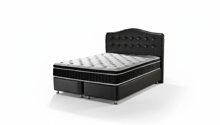Meuble de chambre en cuir de lit de luxe moderne Chesterfield Boxspring nouveau