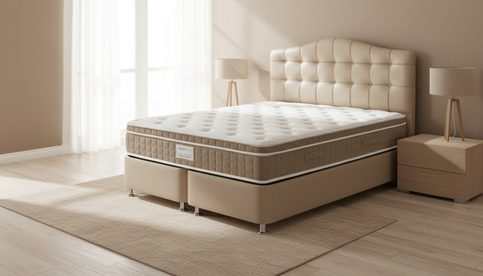 Lit en cuir 2x Table de chevet 3 pièces Ensemble de chambre à coucher Mobilier Lits modernes de luxe neufs