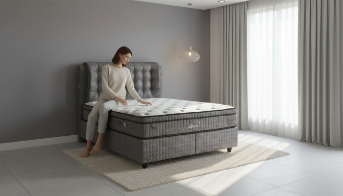 Jeu de meubles de chambre moderne de luxe avec 2 tables de nuit