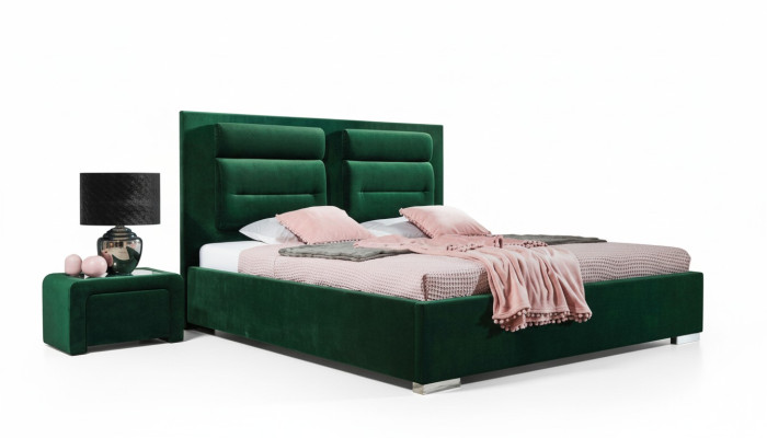 Lit double en tissu de design de luxe à ressorts tapissiers Boîte verte Hôtel Lits Chambre Mobilier