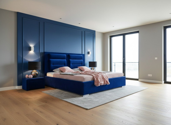 Lit en tissu 2x table de chevet 3 pièces ensemble de meubles de chambre moderne luxe lits nouveau