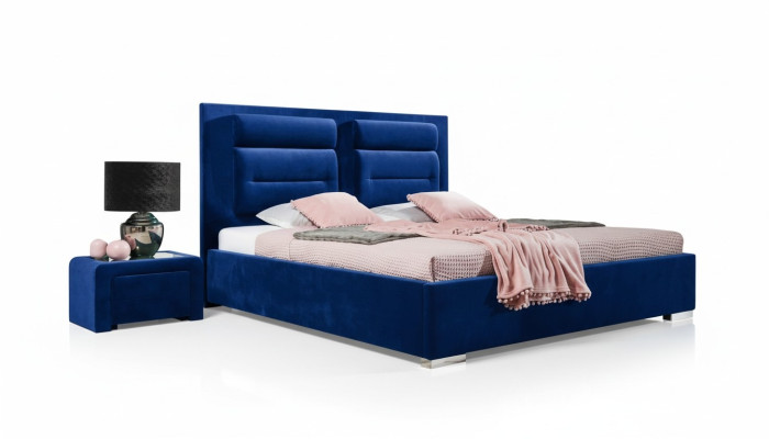 Lit en tissu 2x table de chevet 3 pièces ensemble de meubles de chambre moderne luxe lits nouveau