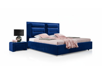Lit en tissu 2x table de chevet 3 pièces ensemble de meubles de chambre moderne luxe lits nouveau