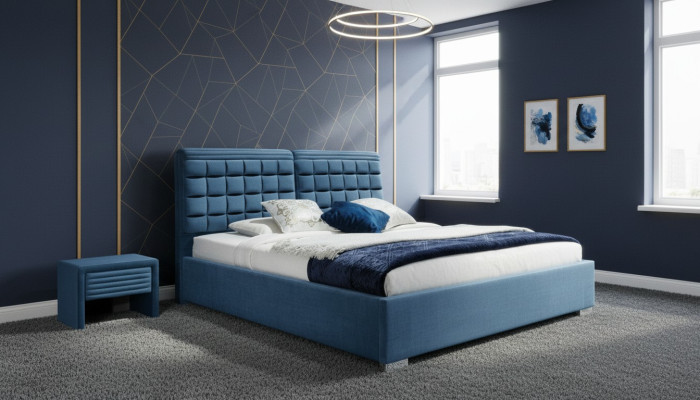 Lit boxspring de luxe Design Tissu Lits d'hôtel Chambre à coucher Mobilier double