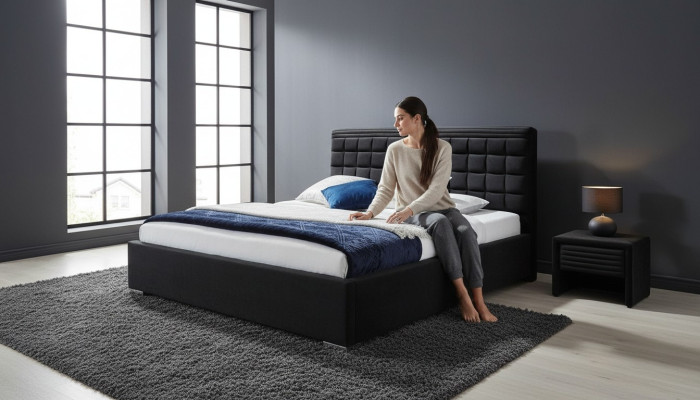 Lit en tissu 2x table de nuit 3 pièces ensemble de meubles de chambre moderne de luxe lits en velours