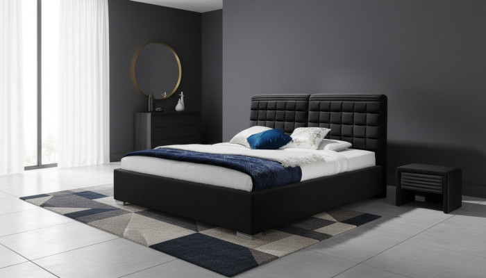 Lit en tissu 2x table de nuit 3 pièces ensemble de meubles de chambre moderne de luxe lits en velours