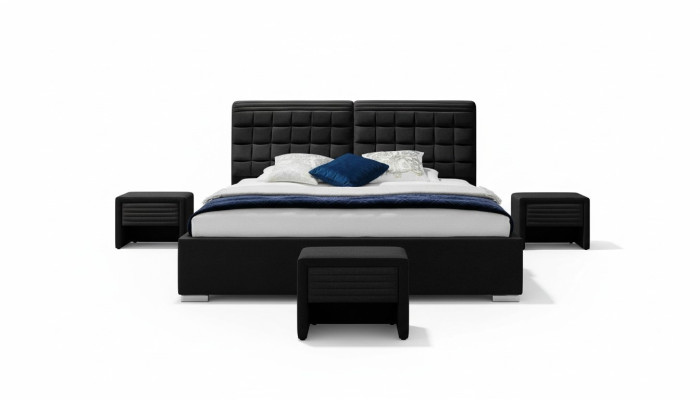 Lit en tissu 2x table de nuit 3 pièces ensemble de meubles de chambre moderne de luxe lits en velours