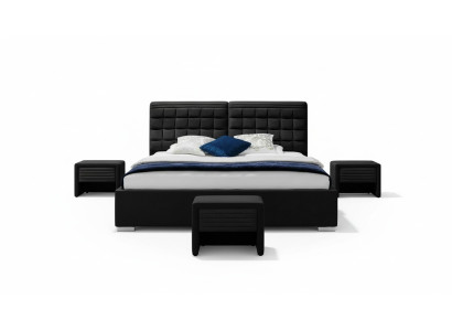 Lit en tissu 2x table de nuit 3 pièces ensemble de meubles de chambre moderne de luxe lits en velours