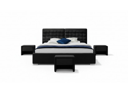 Lit en tissu 2x table de nuit 3 pièces ensemble de meubles de chambre moderne de luxe lits en velours