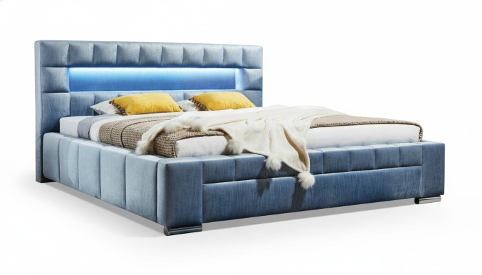 Boîte de luxe pour lit à ressorts en tissu Hotel Bleu e Lits Chambre Meubles Design Double