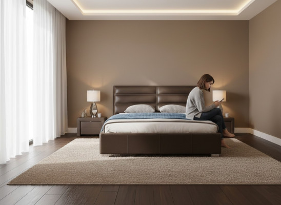 Jeu de 2 tables de nuit Letto Design 3 pz. Meubles de chambre moderne de luxe lits neufs