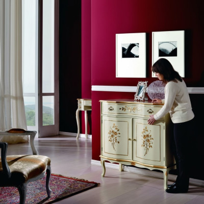 Salon Mobilier Classique Baroque de Luxe Buffet Commode en Bois Massif
