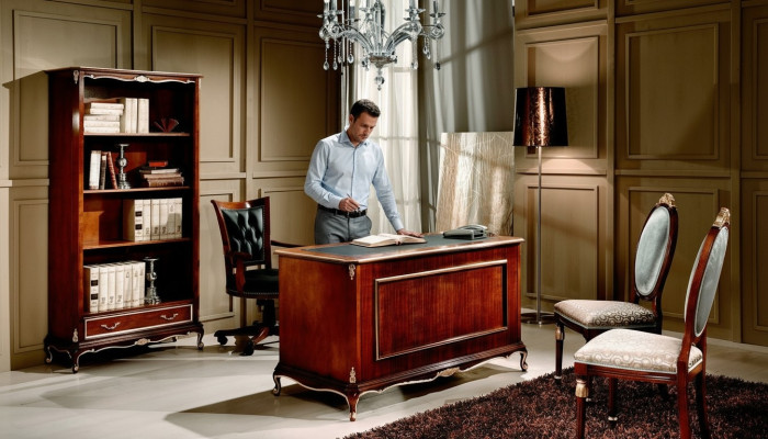 Mobilier de luxe en bois Classique avec étagère dans le style baroque avec 1 tiroir et étagères