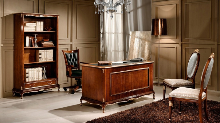 Mobilier de luxe en bois Classique avec étagère dans le style baroque avec 1 tiroir et étagères