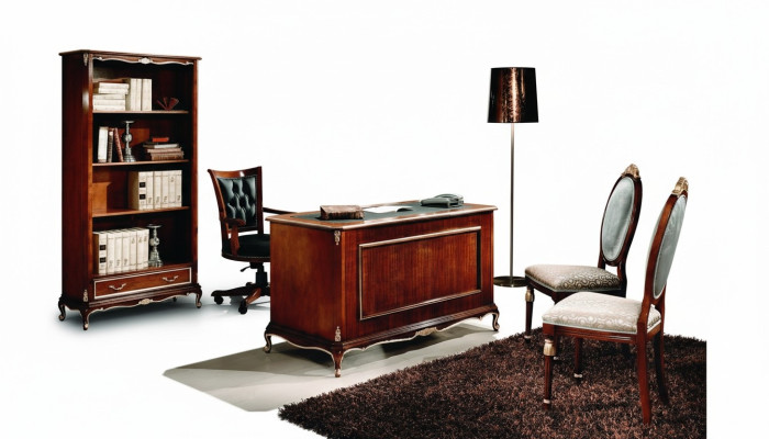 Classique Bureau Bureau Table Bois Chaise 2 pièces Ensemble Baroque