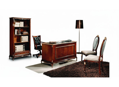 Classique Bureau Bureau Table Bois Chaise 2 pièces Ensemble Baroque