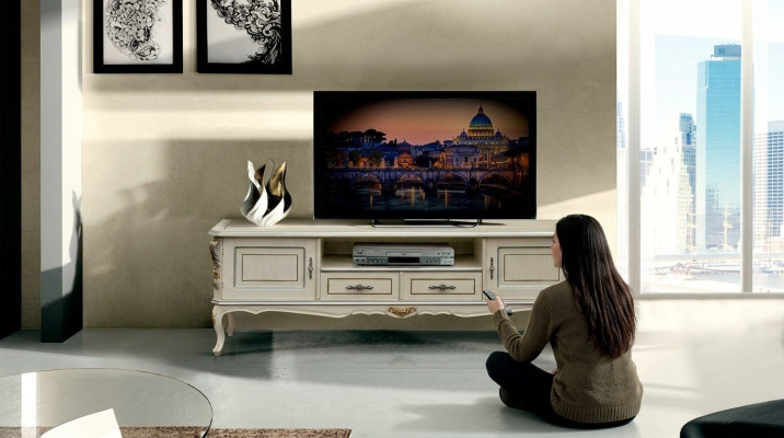 Meuble TV bas Meuble TV Meuble de luxe Table Armoire Salon Bois Meubles Classique Bahut bas