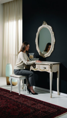 Meuble Baroque de luxe Table console Table murale Table Blanche Classique en bois 106 cm