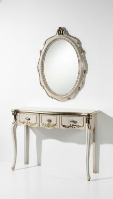 Meuble Baroque de luxe Table console Table murale Table Blanche Classique en bois 106 cm