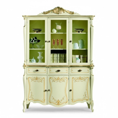 Vitrine Style italien de luxe Mobilier de salon Armoire Style baroque rococo Bois neuf