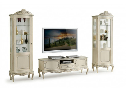 Unité murale de luxe composée de 3 pièces, cabinet TV 2x vitrine design de meubles italiens de style baroque pour le salon.