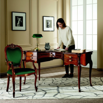 Bureau Baroque Table Rococo 2 pièces Ensemble Suite Mobilier Italien